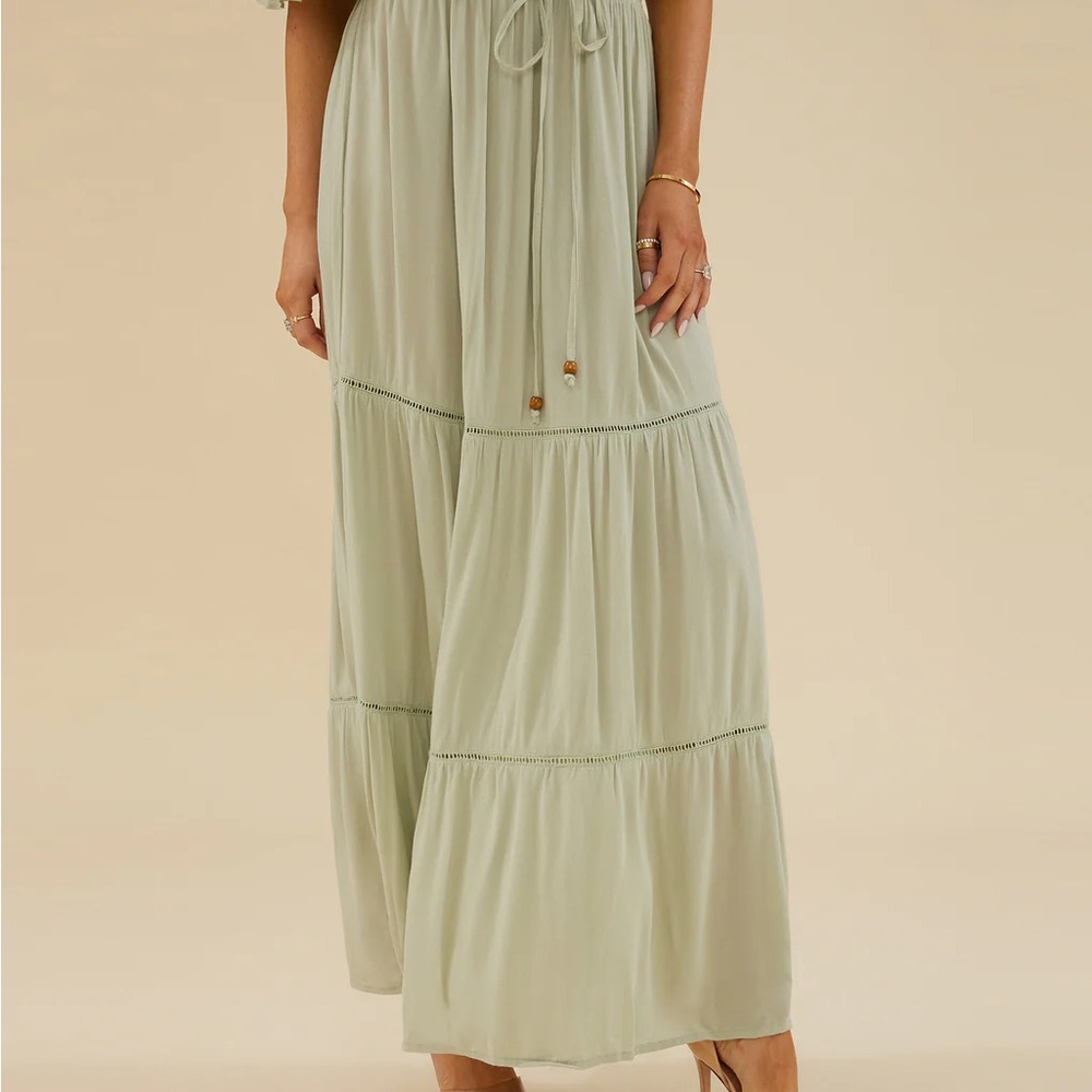RACHEL PARCELL Bohemian Green Off-Shoulder Skirt Set medium and large - Picture 8 of 11